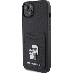 Etui Karl Lagerfeld KLHCP15SSAPKCNPK Apple iPhone 15 hardcase Saffiano Cardslot Karl&Choupette Metal Pin czarny/black