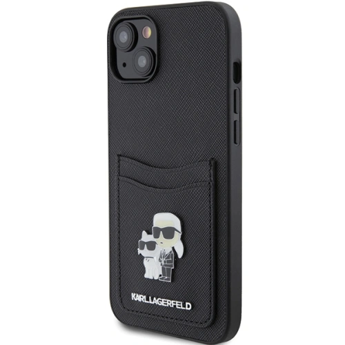 Kup Etui Karl Lagerfeld KLHCP15SSAPKCNPK Apple iPhone 15 hardcase Saffiano Cardslot Karl&Choupette Metal Pin czarny/black - KLD1727 - {ean13} - Sklep Home Screen