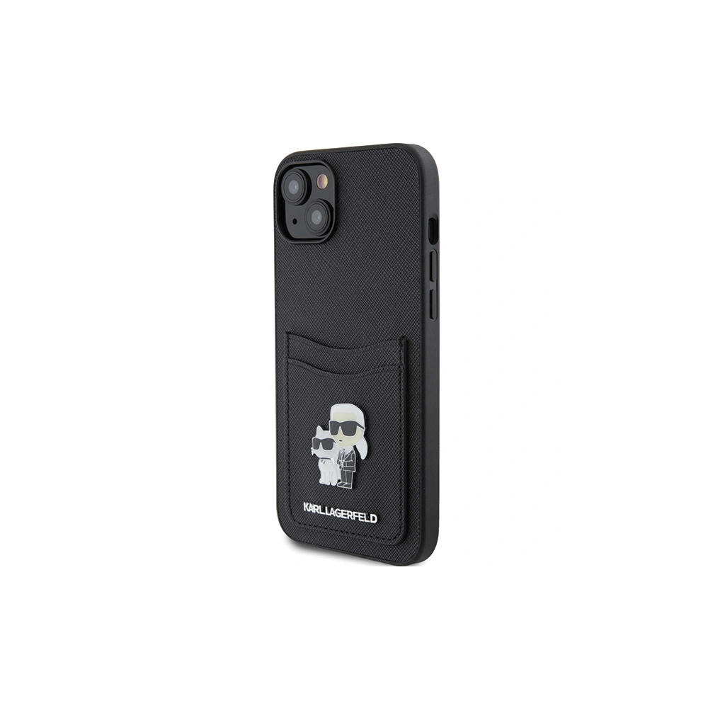 Etui Karl Lagerfeld KLHCP15SSAPKCNPK Apple iPhone 15 hardcase Saffiano Cardslot Karl&Choupette Metal Pin czarny/black