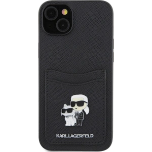 Etui Karl Lagerfeld KLHCP15SSAPKCNPK Apple iPhone 15 hardcase Saffiano Cardslot Karl&Choupette Metal Pin czarny/black