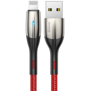 Baseus Horizontal Lightning Cable with LED Light 0,5m 2.4A Red