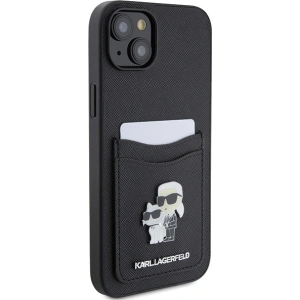 Etui Karl Lagerfeld KLHCP15SSAPKCNPK Apple iPhone 15 hardcase Saffiano Cardslot Karl&Choupette Metal Pin czarny/black
