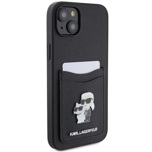 Kup Etui Karl Lagerfeld KLHCP15SSAPKCNPK Apple iPhone 15 hardcase Saffiano Cardslot Karl&Choupette Metal Pin czarny/black - KLD1727 - {ean13} - Sklep Home Screen