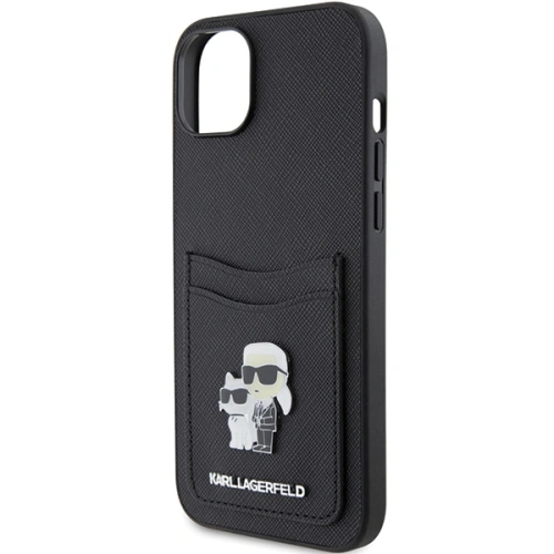 Kup Etui Karl Lagerfeld KLHCP15SSAPKCNPK Apple iPhone 15 hardcase Saffiano Cardslot Karl&Choupette Metal Pin czarny/black - KLD1727 - {ean13} - Sklep Home Screen