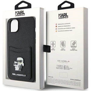 Etui Karl Lagerfeld KLHCP15SSAPKCNPK Apple iPhone 15 hardcase Saffiano Cardslot Karl&Choupette Metal Pin czarny/black
