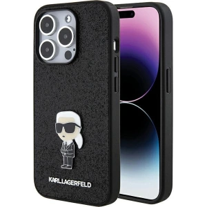 Buy Karl Lagerfeld KLHCP15XGKNPSK Apple iPhone 15 Pro Max hardcase Fixed Glitter Ikonik Logo Metal Pin black - KLD1729 - {ean13} - Home Screen Store Europe