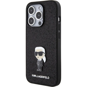 Buy Karl Lagerfeld KLHCP15XGKNPSK Apple iPhone 15 Pro Max hardcase Fixed Glitter Ikonik Logo Metal Pin black - KLD1729 - {ean13} - Home Screen Store Europe