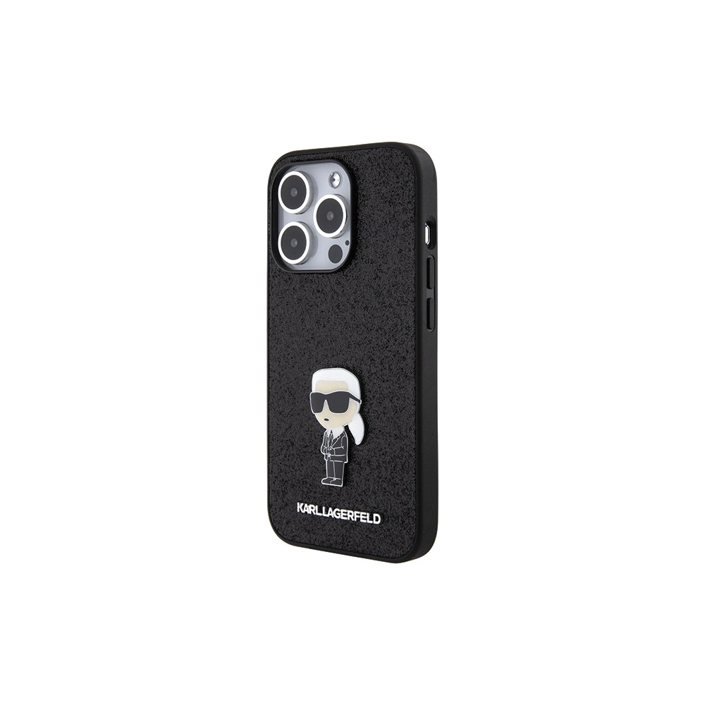 Etui Karl Lagerfeld KLHCP15XGKNPSK Apple iPhone 15 Pro Max hardcase Fixed Glitter Ikonik Logo Metal Pin czarny/black