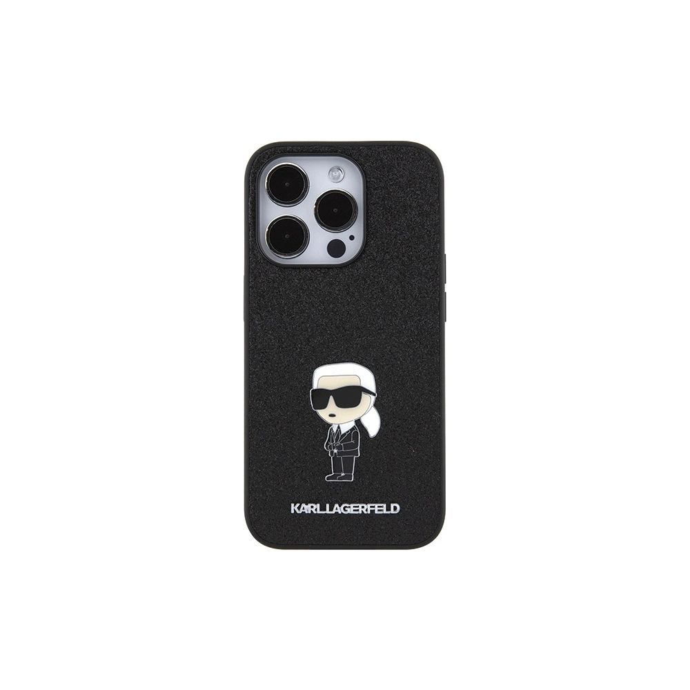 Etui Karl Lagerfeld KLHCP15XGKNPSK Apple iPhone 15 Pro Max hardcase Fixed Glitter Ikonik Logo Metal Pin czarny/black