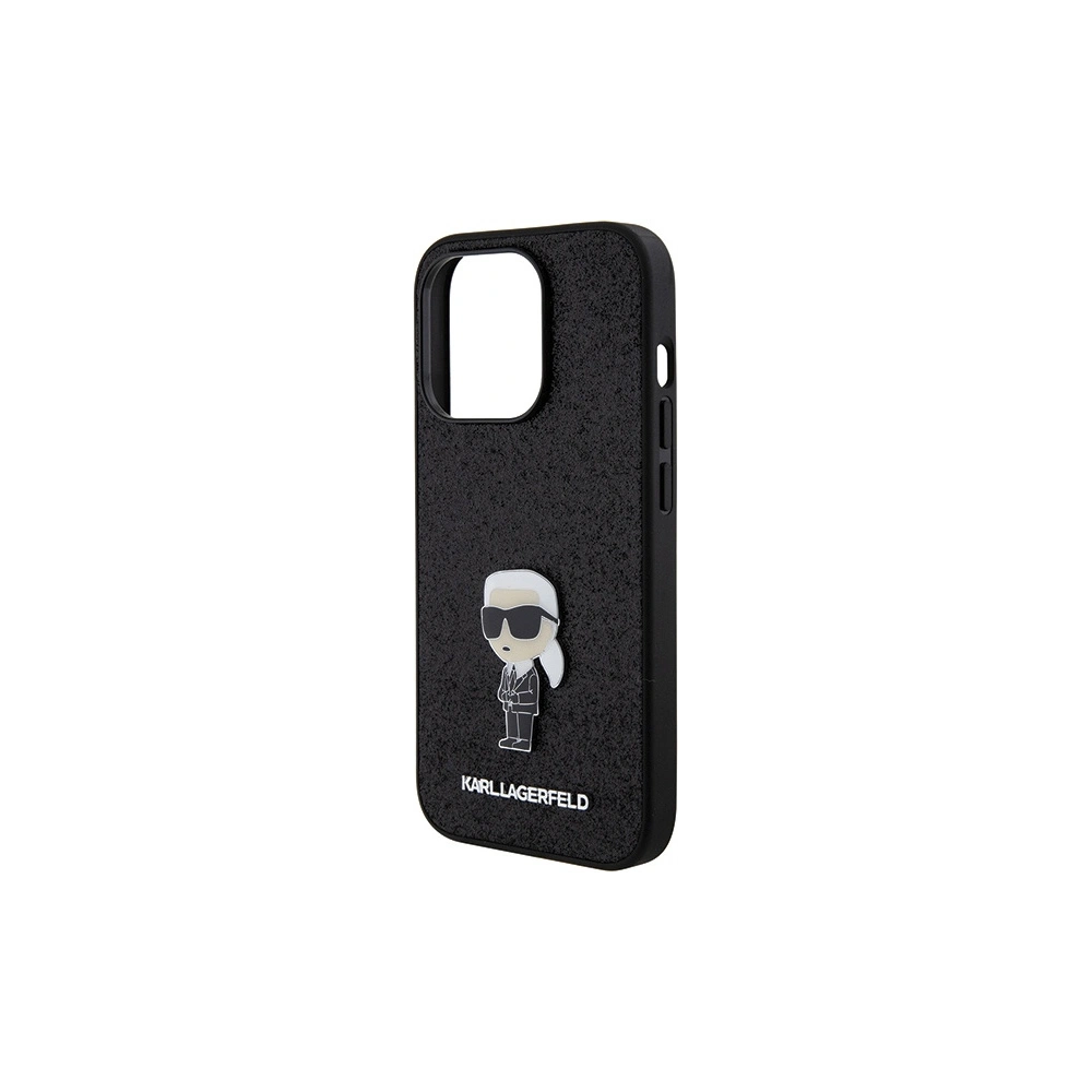 Etui Karl Lagerfeld KLHCP15XGKNPSK Apple iPhone 15 Pro Max hardcase Fixed Glitter Ikonik Logo Metal Pin czarny/black