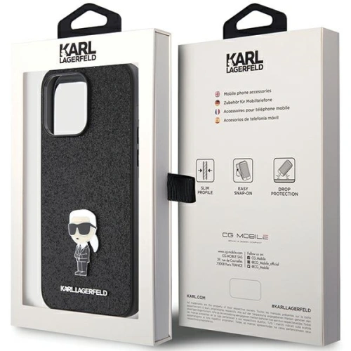 Kup Case Karl Lagerfeld KLHCP15XGKNPSK Apple iPhone 15 Pro Max Hardcase Fixed Glitter Ikonik Logo Metal Pin schwarz/black - KLD1729 - {ean13} - Sklep Home Screen
