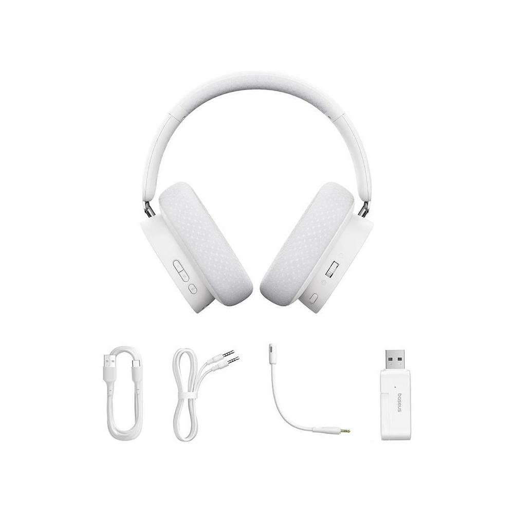 Gamingowe bezprzewodowe słuchawki Baseus AeQur GH02 2.4G / BT 5.3 / jack 3.5mm (białe)