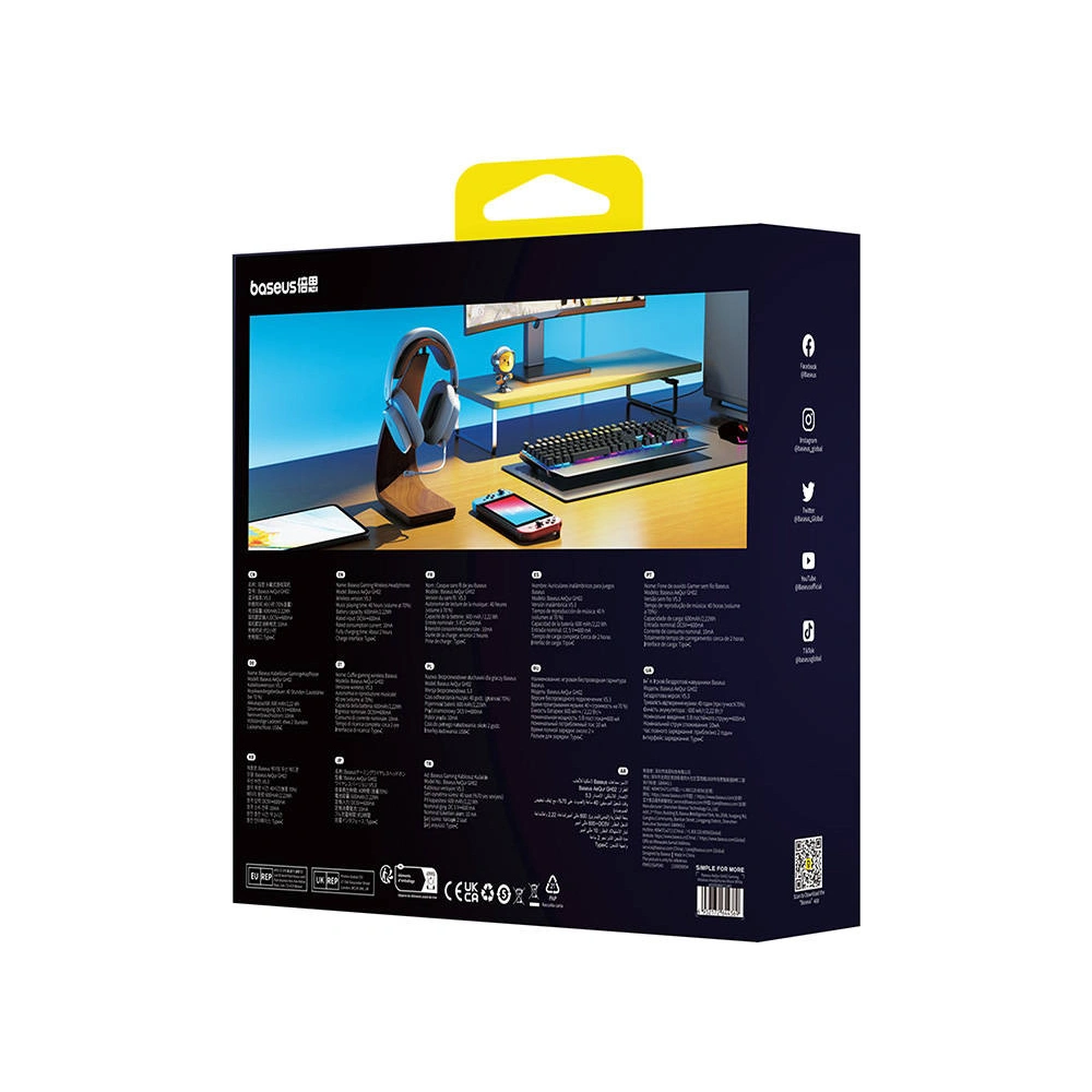 Gamingowe bezprzewodowe słuchawki Baseus AeQur GH02 2.4G / BT 5.3 / jack 3.5mm (białe)