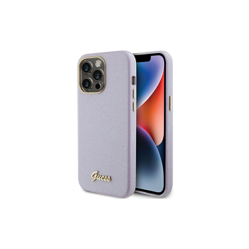 Etui Guess GUHCP15XPGMCSL Apple iPhone 15 Pro Max hardcase Glitter Glossy Script liliowy/lilac