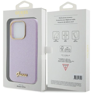 Buy Guess GUHCP15XPGMCSL Apple iPhone 15 Pro Max hardcase Glitter Glossy Script lilac - GUE2971 - {ean13} - Home Screen Store Europe