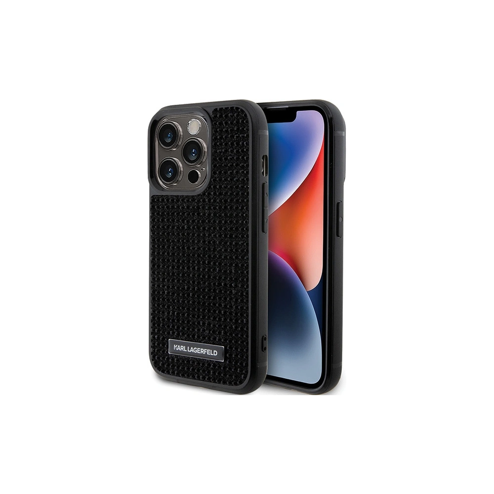 Etui Karl Lagerfeld KLHCP15XHDSPLK Apple iPhone 15 Pro Max hardcase Rhinestone Logo Metal Plate czarny/black
