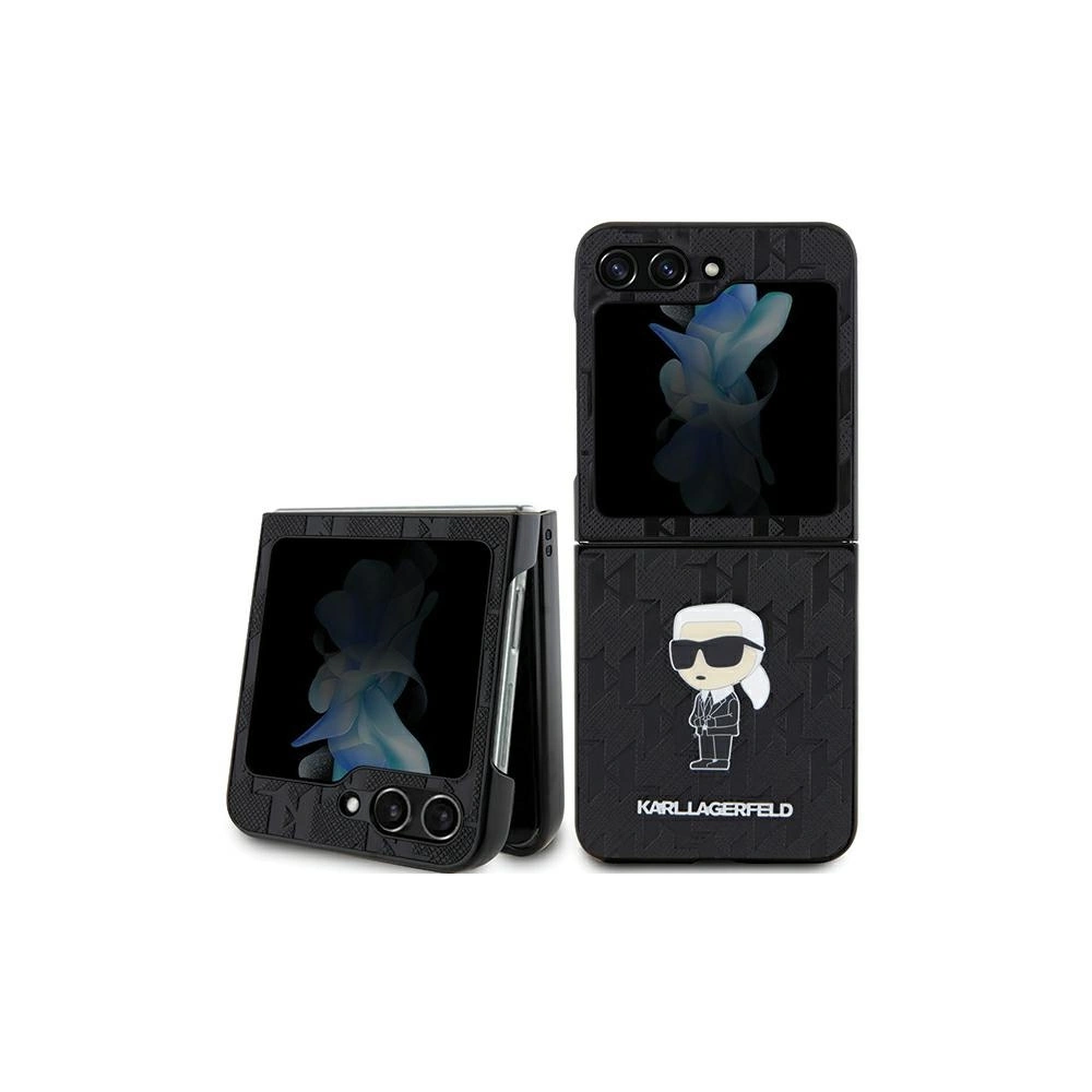 Etui Karl Lagerfeld KLHCZF5SAPKINPK Samsung Galaxy Z Flip5 hardcase Saffiano Monogram Ikonik Pin czarny/black