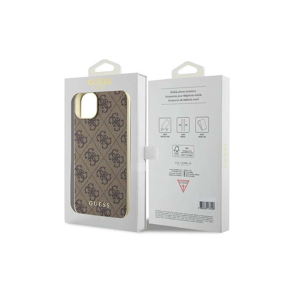 Etui Guess GUHCP15SGF4GBR Apple iPhone 15 hardcase 4G Charms Collection brązowy/brown
