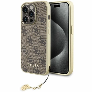 Buy Guess GUHCP15XGF4GBR Apple iPhone 15 Pro Max hardcase 4G Charms Collection brown - GUE2979 - {ean13} - Home Screen Store Europe