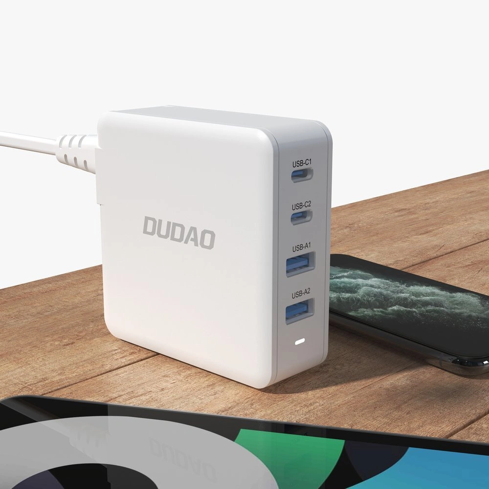Ładowarka sieciowa Dudao A100EU GaN 100W 2xUSB-C / 2xUSB-A biała