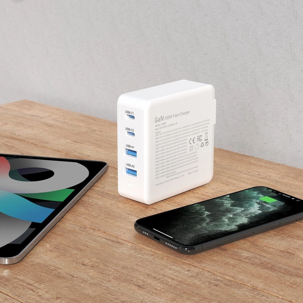 Ładowarka sieciowa Dudao A100EU GaN 100W 2xUSB-C / 2xUSB-A biała