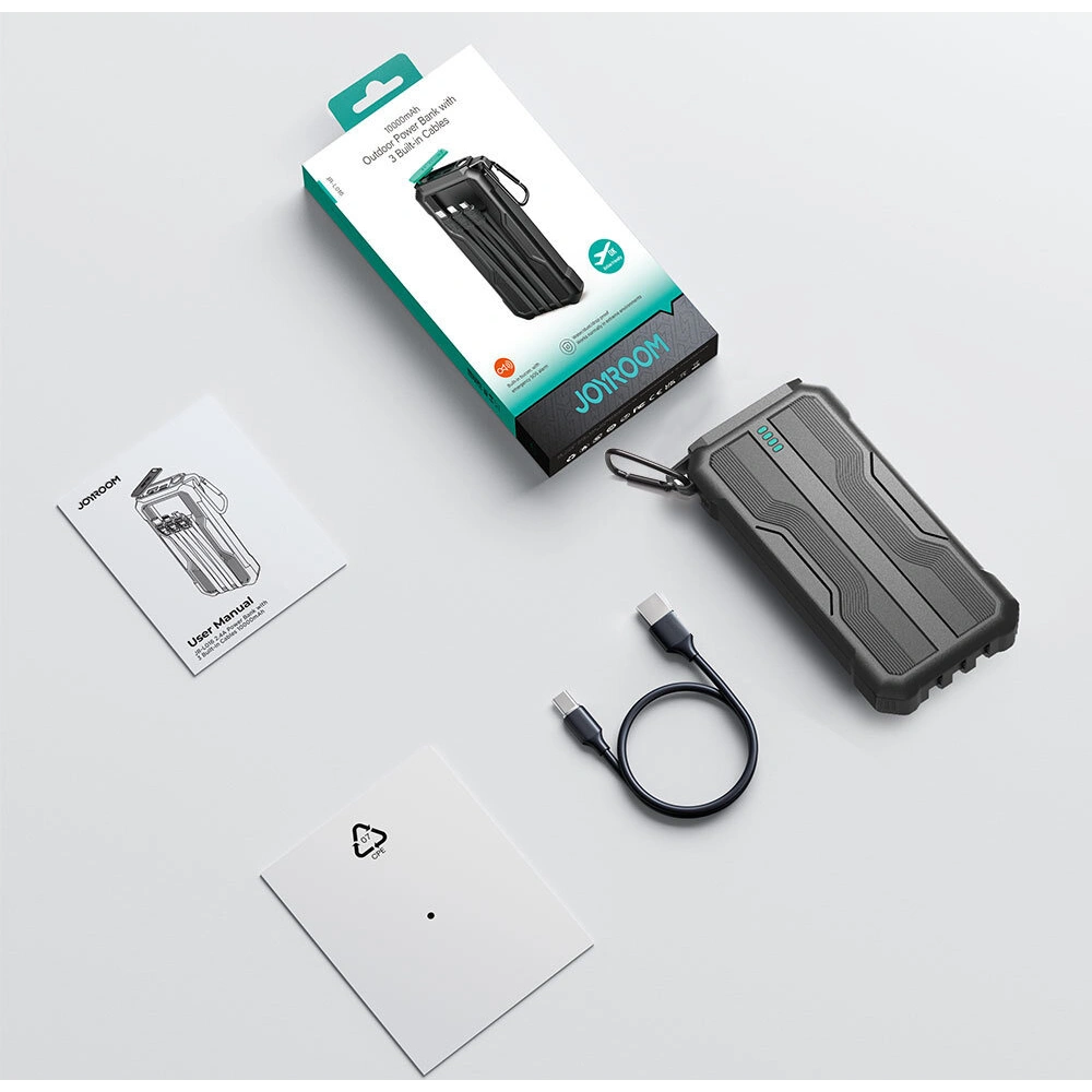 Powerbank Joyroom JR-L016 10000mAh + kable USB-C / micro USB / Lightning (czarny)