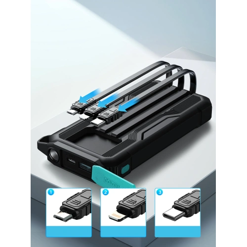 Kup Powerbank Joyroom JR-L016 10000mAh + USB-C / micro USB / Lightning kábelek (fekete) - JYR785 - {ean13} - Sklep Home Screen