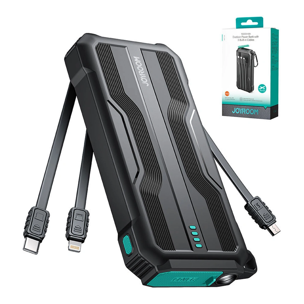 Powerbank Joyroom JR-L016 10000mAh + kable USB-C / micro USB / Lightning (czarny)