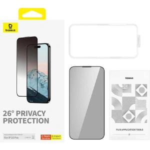 Baseus Apple Sticlă de confidențialitate Diamond iPhone 15 Pro