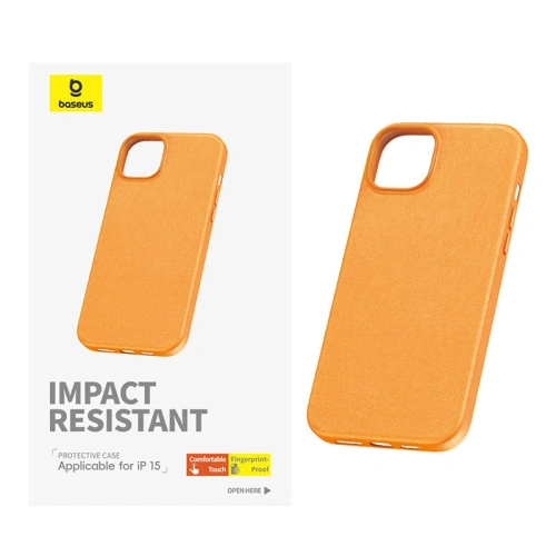 Kup Etui Baseus Fauxther Series Apple iPhone 15 (Oranžový) - BSU4645 - {ean13} - Sklep Home Screen