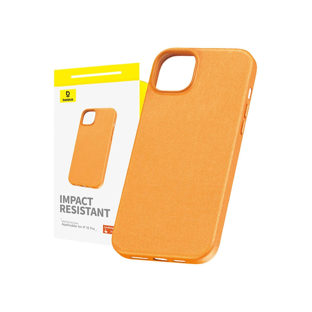 Etui Baseus Fauxther Series Apple iPhone 15 Pro (Pomarańczowy)