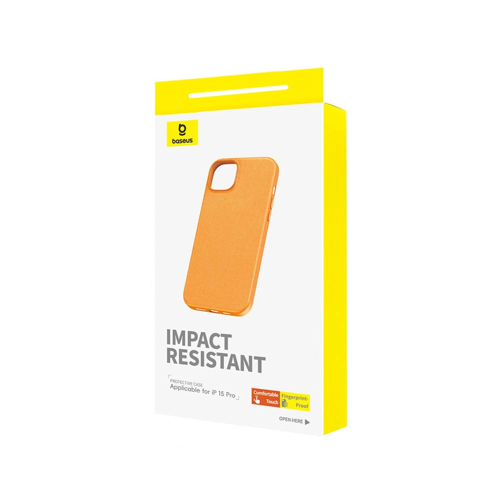 Etui Baseus Fauxther Series Apple iPhone 15 Pro (Pomarańczowy)