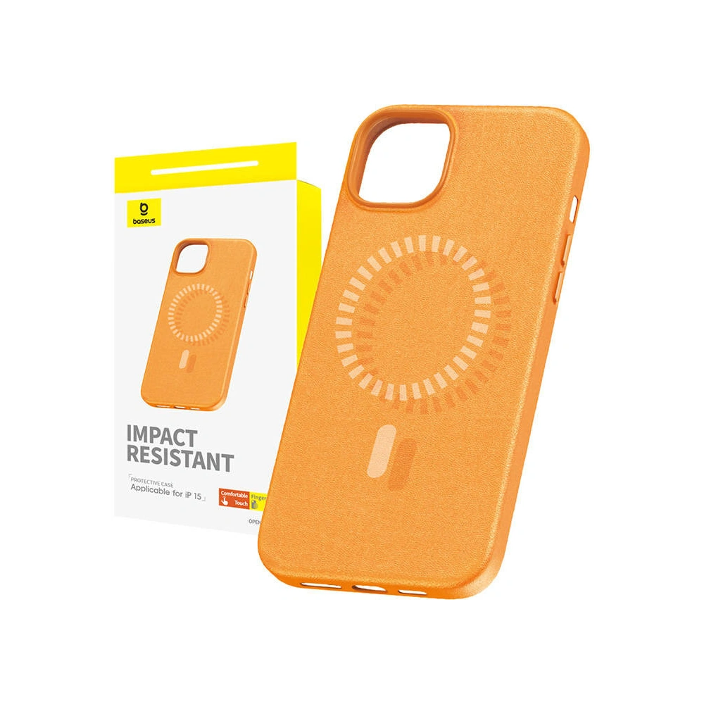 Etui Baseus Fauxther Series Apple iPhone 15 (Pomarańczowe)