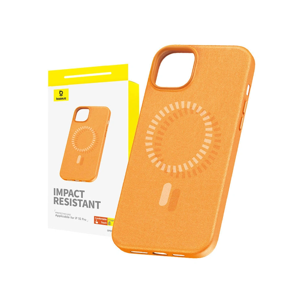 Etui Baseus Fauxther Series Apple iPhone 15 Pro (Pomarańczowe)