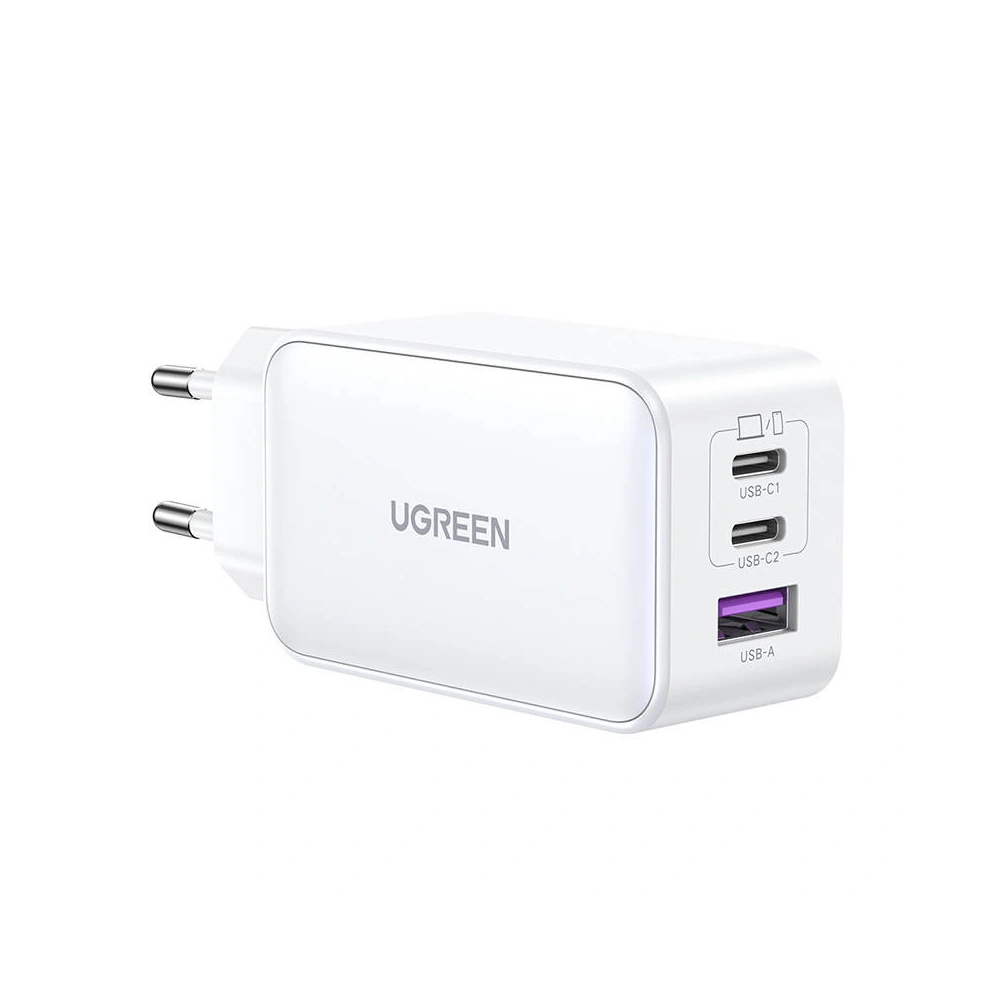 Ładowarka sieciowa UGREEN CD244 Nexode, 2xUSB-C, USB-A 3.0, PD3.0, QC4.0, GaN, 65W (biała)