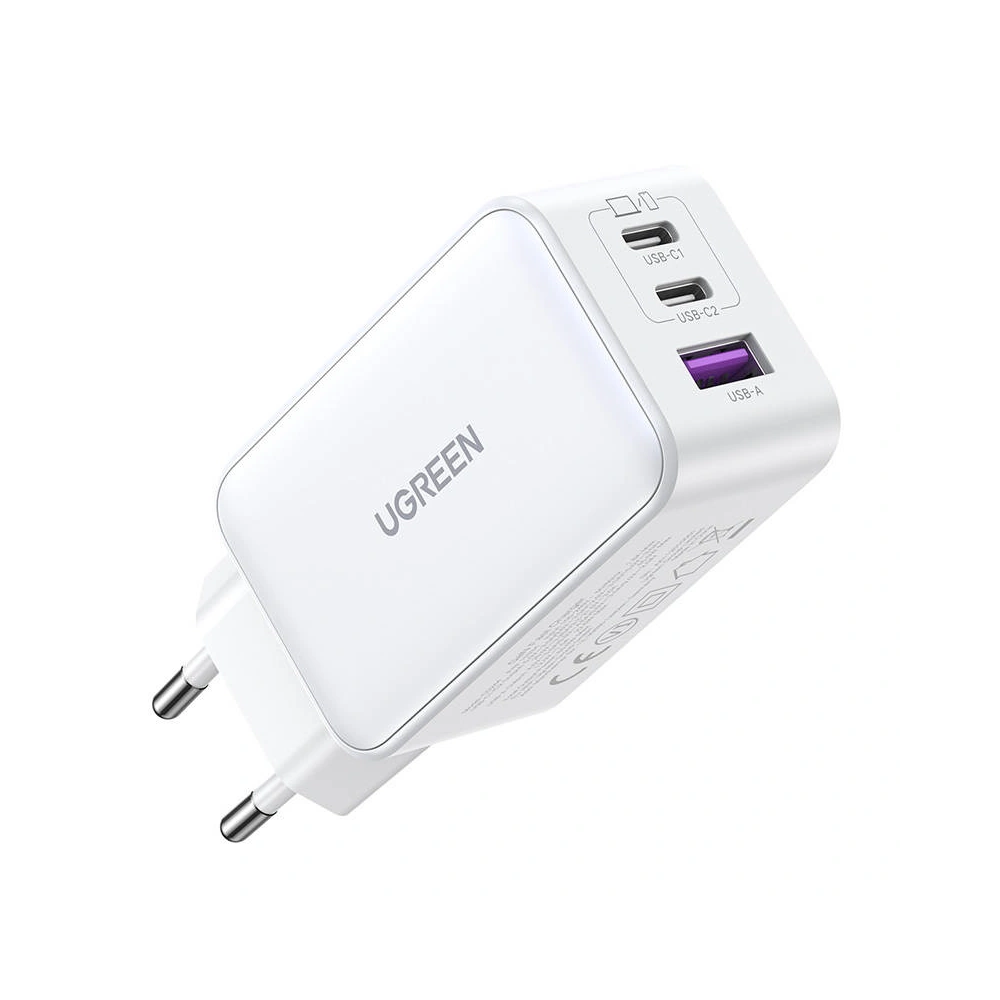 Ładowarka sieciowa UGREEN CD244 Nexode, 2xUSB-C, USB-A 3.0, PD3.0, QC4.0, GaN, 65W (biała)