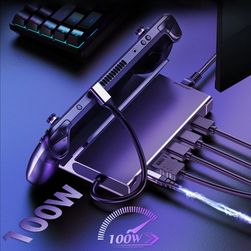 Kup HUB Choetech M52 do Valve Steam Deck LCD / OLED adapter USB-C / USB-C PD, USB-A, HDMI, RJ45 szary - CHT190 - {ean13} - Sklep Home Screen
