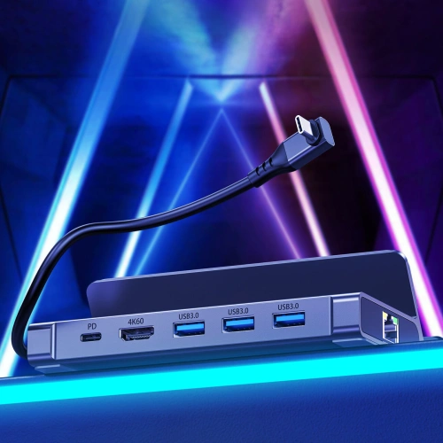 Kup HUB Choetech M52 do Valve Steam Deck LCD / OLED adapter USB-C / USB-C PD, USB-A, HDMI, RJ45 szary - CHT190 - {ean13} - Sklep Home Screen