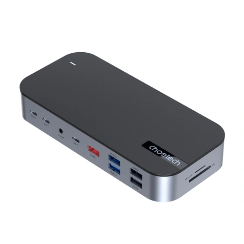 Kup HUB Choetech M52 adapter USB-C / USB-C PD, USB-C, USB-A, HDMI, VGA, DP, SD, TF, RJ45, AUX szary - CHT191 - {ean13} - Sklep Home Screen