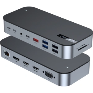 Buy Choetech M52 adapter USB-C / USB-C PD, USB-C, USB-A, HDMI, VGA, DP, SD, TF, RJ45, AUX grey - CHT191 - {ean13} - Home Screen Store Europe
