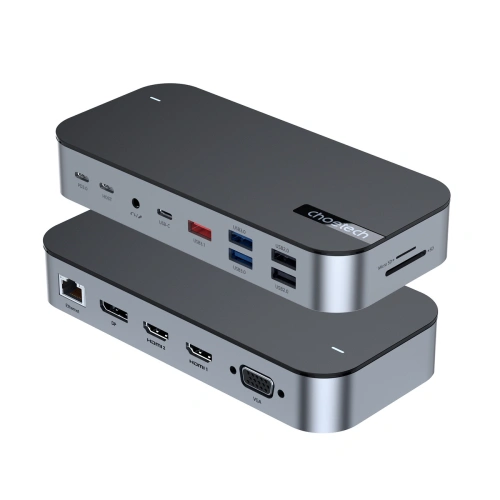 Buy Choetech M52 adapter USB-C / USB-C PD, USB-C, USB-A, HDMI, VGA, DP, SD, TF, RJ45, AUX grey - CHT191 - {ean13} - Home Screen Store Europe