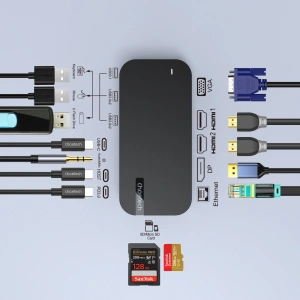 Buy Choetech M52 adapter USB-C / USB-C PD, USB-C, USB-A, HDMI, VGA, DP, SD, TF, RJ45, AUX grey - CHT191 - {ean13} - Home Screen Store Europe