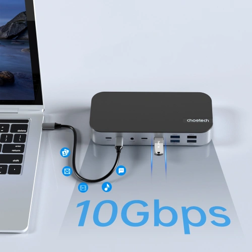 Buy Choetech M52 adapter USB-C / USB-C PD, USB-C, USB-A, HDMI, VGA, DP, SD, TF, RJ45, AUX grey - CHT191 - {ean13} - Home Screen Store Europe