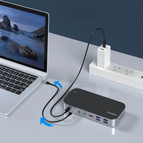 Buy Choetech M52 adapter USB-C / USB-C PD, USB-C, USB-A, HDMI, VGA, DP, SD, TF, RJ45, AUX grey - CHT191 - {ean13} - Home Screen Store Europe