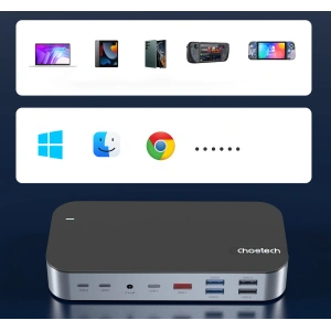 Buy Choetech M52 adapter USB-C / USB-C PD, USB-C, USB-A, HDMI, VGA, DP, SD, TF, RJ45, AUX grey - CHT191 - {ean13} - Home Screen Store Europe
