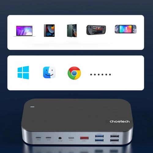 Buy Choetech M52 adapter USB-C / USB-C PD, USB-C, USB-A, HDMI, VGA, DP, SD, TF, RJ45, AUX grey - CHT191 - {ean13} - Home Screen Store Europe