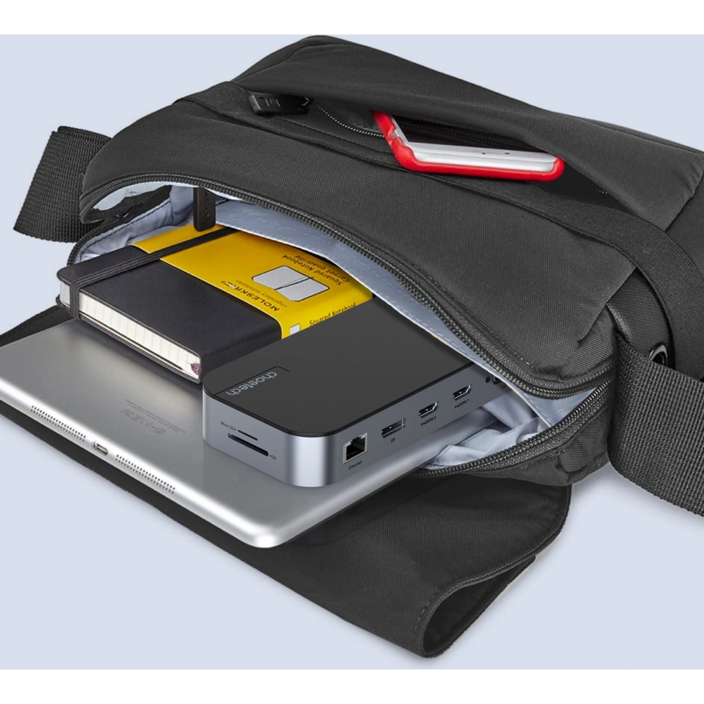 HUB Choetech M52 adapter USB-C / USB-C PD, USB-C, USB-A, HDMI, VGA, DP, SD, TF, RJ45, AUX szary