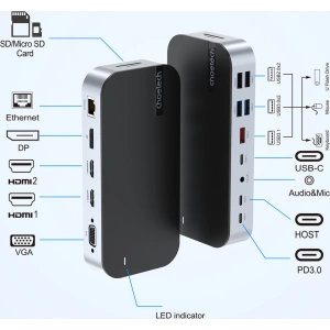 Buy Choetech M52 adapter USB-C / USB-C PD, USB-C, USB-A, HDMI, VGA, DP, SD, TF, RJ45, AUX grey - CHT191 - {ean13} - Home Screen Store Europe