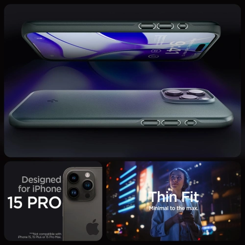 Kup Etui Spigen Thin Fit Apple iPhone 15 Pro Abyss Green - SPN3131 - {ean13} - Sklep Home Screen
