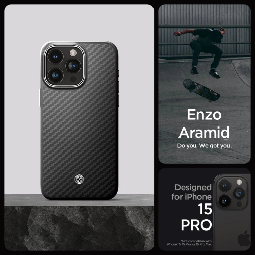 Kup Case Spigen Enzo Aramid Mag MagSafe Apple iPhone 15 Pro Matt Schwarz - SPN3132 - {ean13} - Sklep Home Screen